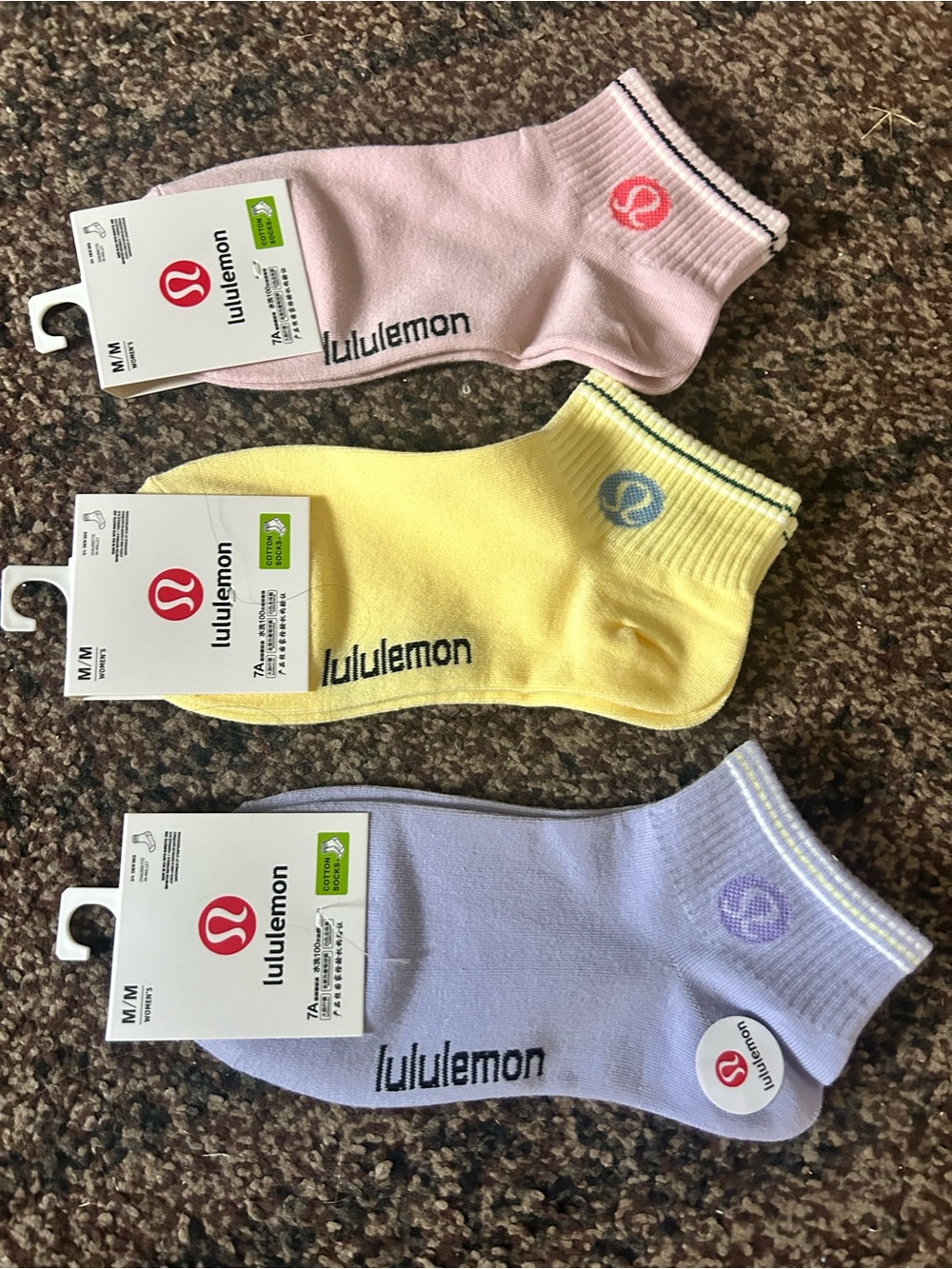 lululemon athletic Low-Cut Sock Pack — Pink, Yellow, Lavender